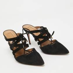 Aquazzura Black Suede Belgravia Mules Size 35.5