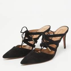 Aquazzura Black Suede Belgravia Mules Size 35.5