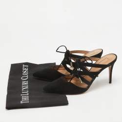 Aquazzura Black Suede Belgravia Mules Size 35.5