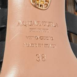 Aquazzura Black Suede and Leather Amazon Ankle Wrap Pumps Size 38