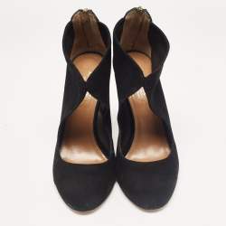 Pre Owned Aquazzura Black Suede Ankle Length Boots Size 38