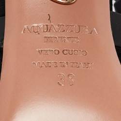 Pre Owned Aquazzura Black Suede and Leather Amazon Ankle Wrap Pumps Size 38