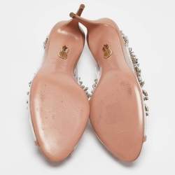 Pre Owned Aquazzura Beige Leather and PVC Temptation Slingback Sandals Size 40.5