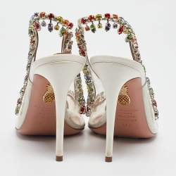 Pre Owned Aquazzura Transparent PVC Temptation Slingback Sandals Size 37.5