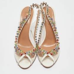 Pre Owned Aquazzura Transparent PVC Temptation Slingback Sandals Size 37.5