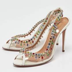 Pre Owned Aquazzura Transparent PVC Temptation Slingback Sandals Size 37.5