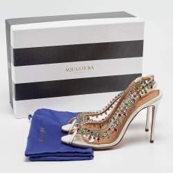 Pre Owned Aquazzura Transparent PVC Temptation Slingback Sandals Size 37.5
