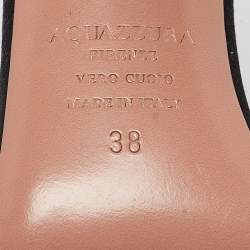 Pre Owned Aquazzura Black Satin Slingback Sandals Size 38