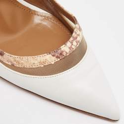 Pre Owned Aquazzura White Leather Pointed Toe Pumps Size 38