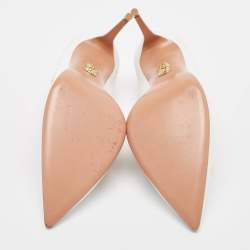 Pre Owned Aquazzura White Leather Pointed Toe Pumps Size 38