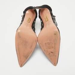 Aquazzura Black Leather and Suede Ankle Length Boots Size 41
