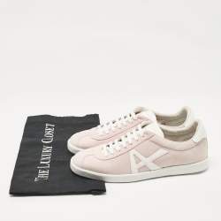 Pre Owned Aquazzura Pink Leather and Suede Lace Up Sneakers Size 36.5