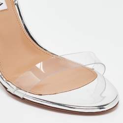 Pre Owned Aquazzura Transparent PVC So Nude Ankle Strap Sandals Size 37