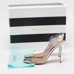 Pre Owned Aquazzura Transparent PVC So Nude Ankle Strap Sandals Size 37