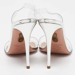 Pre Owned Aquazzura Transparent PVC So Nude Ankle Strap Sandals Size 37