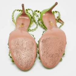 Pre Owned Aquazzura Green PVC Crystal Ankle Strap Sandals Size 41