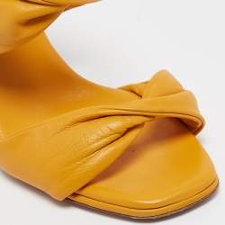 Aquazzura Yellow Leather Twist Slide Sandals Size 40