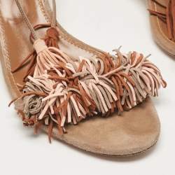 Pre Owned Aquazzura Beige Suede Ankle Strap Sandals Size 41