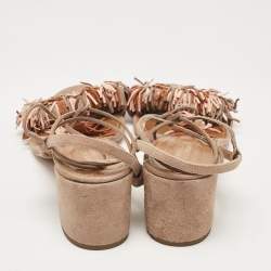 Pre Owned Aquazzura Beige Suede Ankle Strap Sandals Size 41