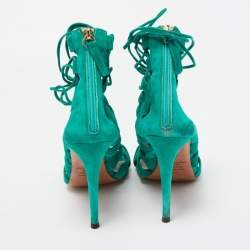 Aquazzura Green Suede Amazon Gladiator Sandals Size 40