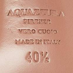 Pre Owned Aquazzura Silver Leather Ankle Strap Sandals Size 40.5