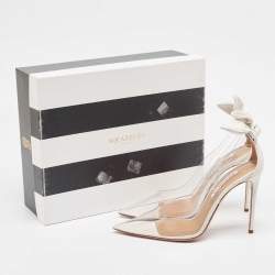 Pre Owned Aquazzura Transparent PVC and Leather Bow Tie Pumps Size 39