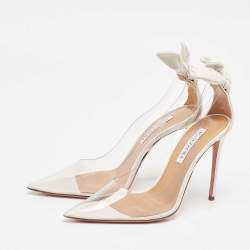 Pre Owned Aquazzura Transparent PVC and Leather Bow Tie Pumps Size 39