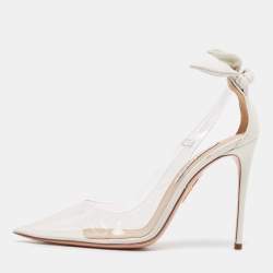 Pre Owned Aquazzura Transparent PVC and Leather Bow Tie Pumps Size 39