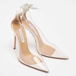 Pre Owned Aquazzura Transparent PVC and Leather Bow Tie Pumps Size 39