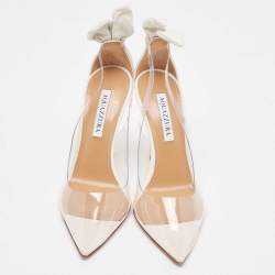 Pre Owned Aquazzura Transparent PVC and Leather Bow Tie Pumps Size 39