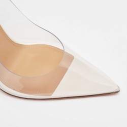 Pre Owned Aquazzura Transparent PVC and Leather Bow Tie Pumps Size 39