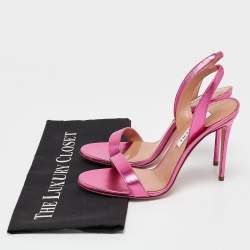 Pre Owned Aquazzura Metallic Leather Ankle Strap Sandals Size 38