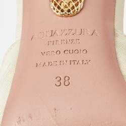 Pre Owned Aquazzura Beige/Black Knotted Fabric Mondaine Mules Size 38