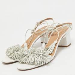 Pre Owned Aquazzura White Leather Wild Thing Sandals Size 40.5