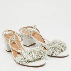Pre Owned Aquazzura White Leather Wild Thing Sandals Size 40.5