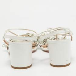 Pre Owned Aquazzura White Leather Wild Thing Sandals Size 40.5