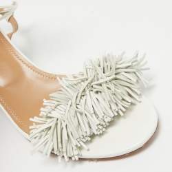 Pre Owned Aquazzura White Leather Wild Thing Sandals Size 40.5
