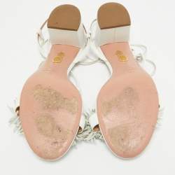 Pre Owned Aquazzura White Leather Wild Thing Sandals Size 40.5