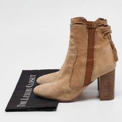  Aquazzura Brown Suede Tassel Accents  Boots Size 39