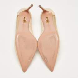 Aquazzura Beige Suede and Mesh Pointed Toe Pumps Size 38.5