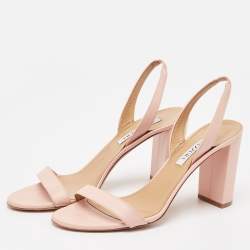 Pre Owned Aquazzura Beige Leather So Nude Ankle Strap Sandals Size 40