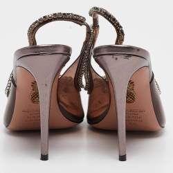 Pre Owned Aquazzura Metallic/Transparent Leather and PVC Seduction Pumps Size 38