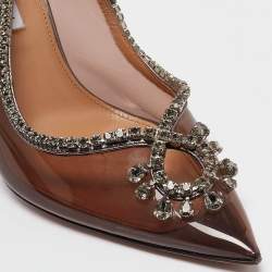 Pre Owned Aquazzura Metallic/Transparent Leather and PVC Seduction Pumps Size 38