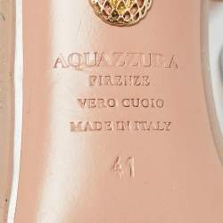 Aquazzura Beige Leather and PVC Crystal Temptation Slingback Sandals Size 41