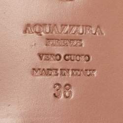 Pre Owned Aquazzura White Leather Fringe Trim Accent Flat Sandals Size 38