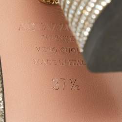 Pre Owned Aquazzura Silver Leather Crystal Embellished Sundance Sandals Size 37.5