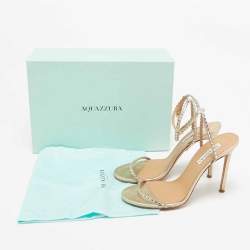 Pre Owned Aquazzura Gold Leather Tequila Ankle Strap Sandals Size 39