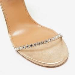 Pre Owned Aquazzura Gold Leather Tequila Ankle Strap Sandals Size 39