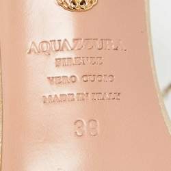 Pre Owned Aquazzura Gold Leather Tequila Ankle Strap Sandals Size 39