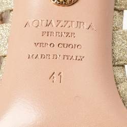 Pre Owned Aquazzura Gold Glitter and PVC Pointed Toe Pumps Size 41
